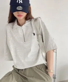 ハーフジップ　ポロシャツ