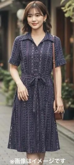 【昭和レトロ】幾何学模様 半袖 ワンピース 上品