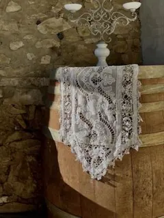 ◆今だけSALEフランスアンティーク｜総レース手編みテーブルセンター高級クロス