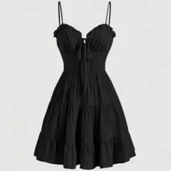 SHEIN MOD フリルトリム ワンピース キャミソール 黒