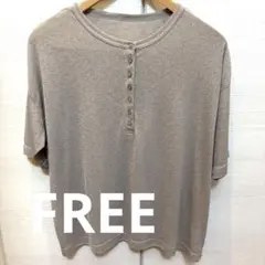 MONO-MART ベージュ ヘンリーネック 半袖 トップス Fのサムネイル