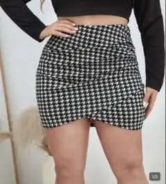 レディース ミニスカート 千鳥柄 プラスサイズ