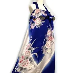 【正絹】着物リメイク 豪華振袖ドレス／ホルターネックフリルワンピース［412］