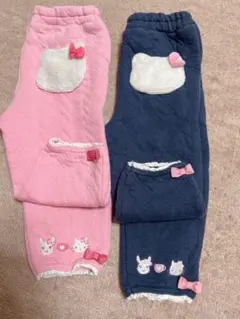 クーラクール♡80 ハローキティコラボ　キルトロングパンツ　ピンク　ブラック