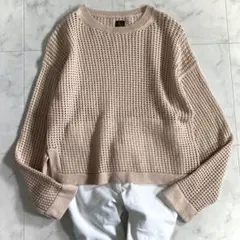 バトナー 23SS 長袖 サマーニットクルーネックニット 透かし編み ベージュのサムネイル