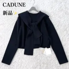 新品✨CADUNE カデュネ　フード付き畦ニット　2025 黒のサムネイル