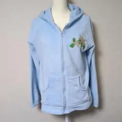 春SALE【美品】水色 フリースジャケット フード付き