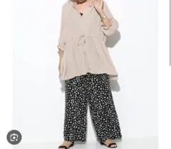 ベージュ ボタン付き チュニック ビス vis 2way シフォン ブラウスのサムネイル