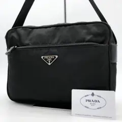 人気極美品 プラダ カメラバッグ ショルダーバッグ ナイロン 三角ロゴ ブラック