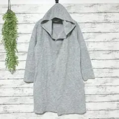 A1082　GLACIER　フード付きカーディガン　グレー　ボタンレス　ロング