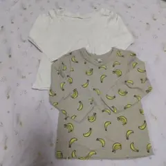 2枚セット バナナ柄＆ボーダー ロンT 80cm