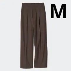 タックワイドパンツ　ユニクロ　UNIQLO ダークブラウン