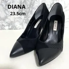 DIANA ダイアナ ポインテッドトゥ パンプス レザー　ブラック ハイヒール