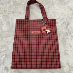 ファミリア チェック トートバッグ 小 赤 レッド - メルカリ