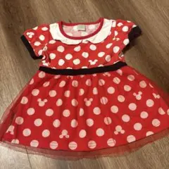 Disney baby 赤い水玉 ワンピース 80