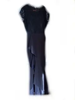 ネイビーレーストップフレアドレス