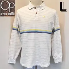 オーシャンパシフィック メンズ 長袖 ポロシャツ　長袖トップス　ボーダー　L