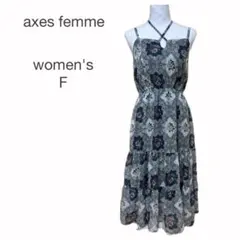 axes femme ロングワンピース キャミワンピース F グリーン系 花柄