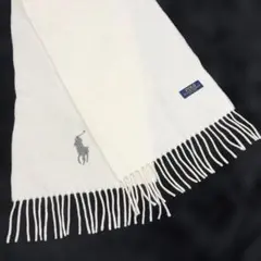 美品✨ マフラー ラルフローレン ベージュ シンプル 刺繍 ワンポイント ポニー