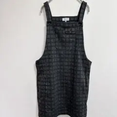 美品✨グレー系 チェック柄 サロペットワンピース Mサイズ おしゃれ
