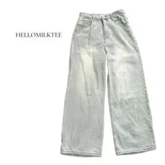 【HELLOMILKTEE】ライトグレー ストレートデニム ハイウエスト L