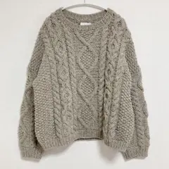 かぐれ　ペルーアランクルーネックニット　F　グレー　ゆったりのサムネイル