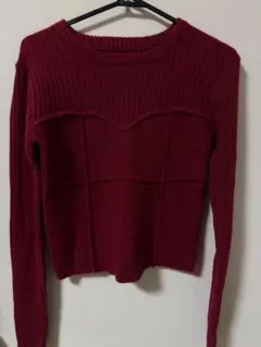 GRL リブニット 長袖 ボルドー
