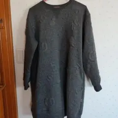 drug store's グレー ロゴ長袖ワンピース