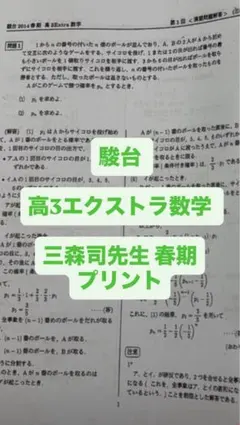 駿台 高3エクストラ数学 三森司先生 春期プリント - メルカリ