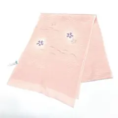 ☆新品未使用☆正絹　絽　夏用　ピンク系花模様B級品日ヤケ有り帯揚げ　15