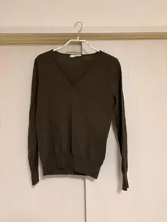 ESTNATION ダークブラウン Vネック 長袖セーター