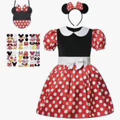 新品✨ミニーちゃん風 コスチューム 4点セット キッズ(120)女の子 衣装