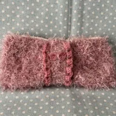 リボン　フリル　ペンケース　筆箱　ポーチ　ベージュ　ナチュラル　編み物