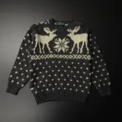 90s- イタリア製 ジョン アッシュフィールド 長袖セーター トナカイ