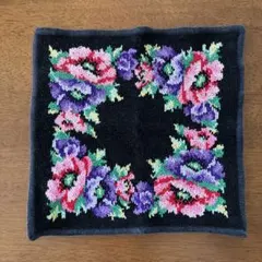 FELLER 花柄刺繍 タオルハンカチ 約22cm
