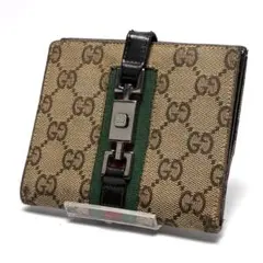 699 GUCCI GGロゴキャンバス シェリーライン ジャッキー 折り財布のサムネイル
