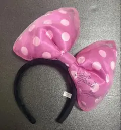 ディズニー　ミニーマウス ピンク リボン 水玉カチューシャ
