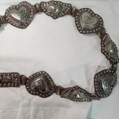 コンチョ　ウエスタン　レザーベルト ハート型装飾