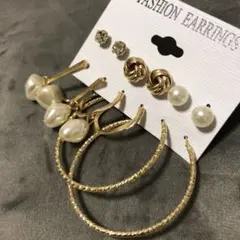 韓国風 ピアス6点セット きれいめ ニュアンス ゴールド 金 パール シェル