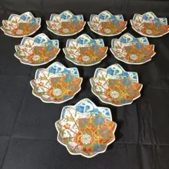 美濃焼　龍峰　金彩　色絵　楓型　小皿　10客　花文 美濃焼 龍峰 金彩 色絵 楓型 小皿 10客 花文 2025年最新】