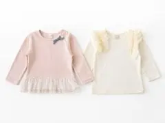 petit main 80cm 女の子 長袖トップス 2枚セット 春秋 保育園