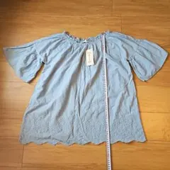 ライトブルー オフショルダー シャツ タグ付き 送料込み早い者勝ち価格