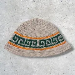 クロシェハット ハンドメイド ビーニー バケハ ベージュ グリーン オレンジ