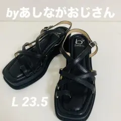 byあしながおじさん 厚底サンダル L ブラック クロスストラップ 23.5