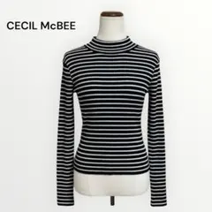 CECIL McBEE ボーダー ハイネック リブニット セーター M トップス