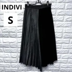 ☆INDIVI インディヴィ ツートンプリーツロングスカート 36 S ワールド
