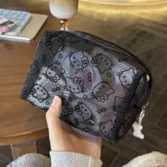 新品未使用 キティちゃん　メッシュポーチ ブラックのサムネイル