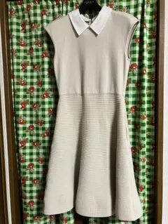 極美品✨フォクシー 白襟ニットドレス フレンチノーブルワンピース アイボリー