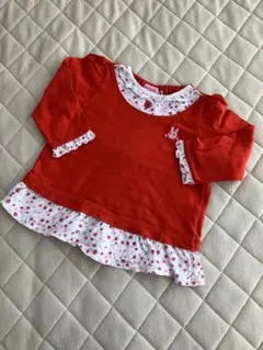 最終値下げ‼️ホットビスケッツ　赤色フリル付きトップス 80