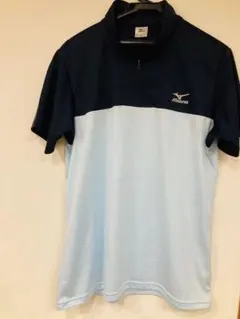 MIZUNO ハーフジップ ポロシャツ ネイビー×ライトブルー XLのサムネイル
